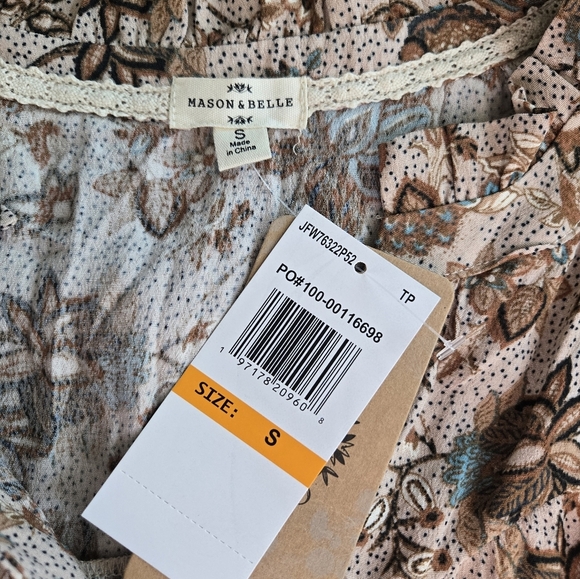 NWT Mason & Belle Vintage Floral Button Down Tunic Top Blouse Small - Picture 5 of 6